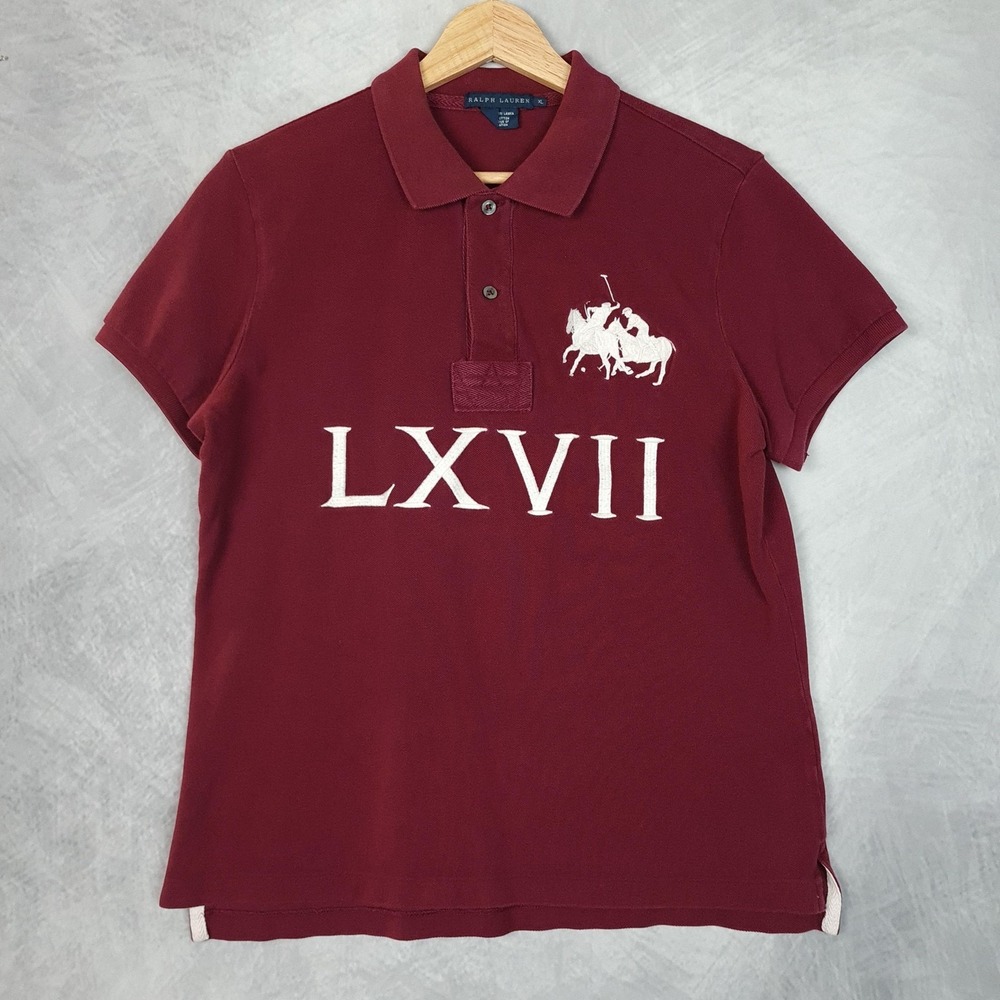Ralph Lauren Polo Shirt Boys XL Red LXVII Embroidered Stampede Polo Graphic